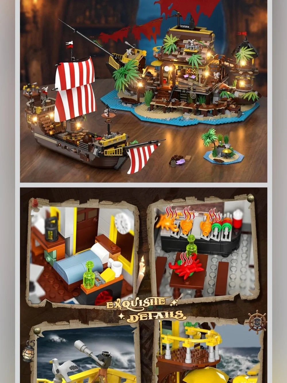 New Pirate ship 2 in 1 building blocks set w/ light
